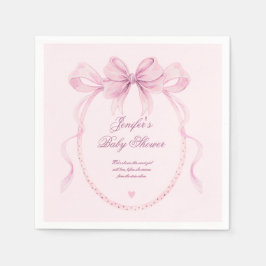 Elegant Watercolor Pink Bow Baby Shower Party  Pappersservett