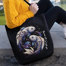 Elegant Watercolor Pisces Zodiac Black Tygkasse