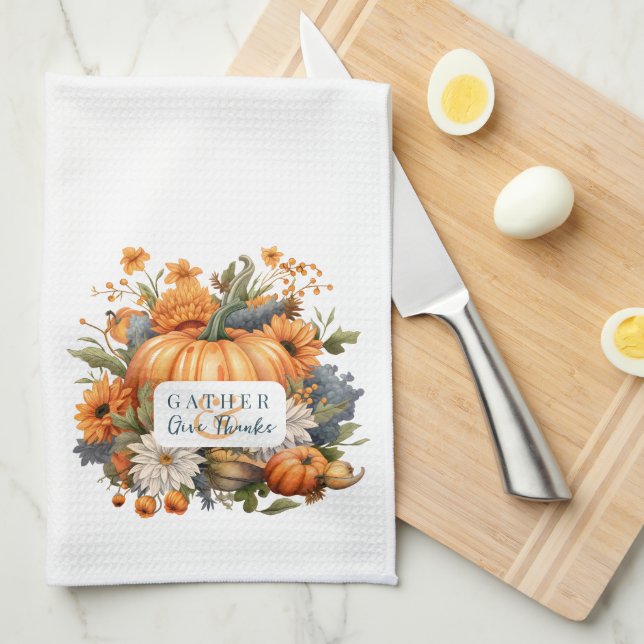 Elegant Watercolor Pumpkin-Thanksgiving Kökshandduk (Vikt i Fjärdedel)