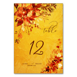 Elegant Watercolor Red och Guld Poinsettia Bröllop Bordsnummer