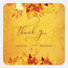 Elegant Watercolor Red och Guld Poinsettia Bröllop Fyrkantigt Klistermärke