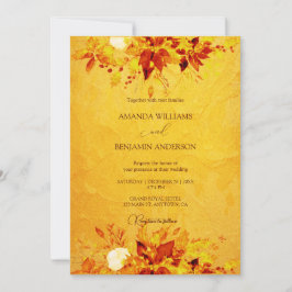 Elegant Watercolor Red och Guld Poinsettia Bröllop Inbjudningar