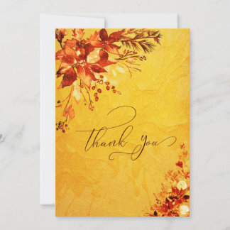 Elegant Watercolor Red och Guld Poinsettia Bröllop Tack Kort