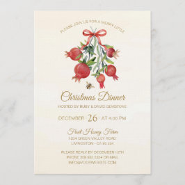 Elegant Watercolor Red Pomegranate Christmas Party Inbjudningar