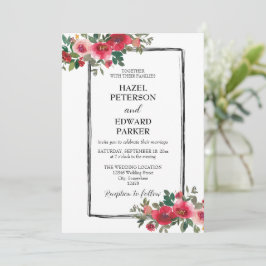 Elegant Watercolor Red Rose Floral Wedding Inbjudningar