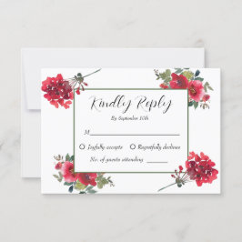 Elegant Watercolor Red Rose Floral Wedding OSA Kort