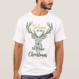 Elegant Watercolor Reindeer Wreath T Shirt