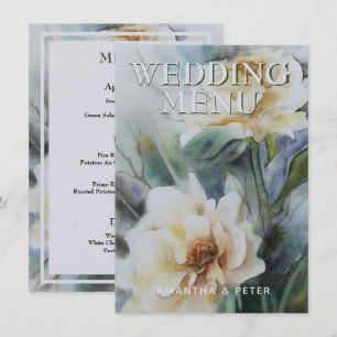 Elegant Watercolor Ro Cream and Sage Grönt Meny