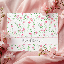 Elegant Watercolor Ro Girly Personal Stationery Anteckningskort