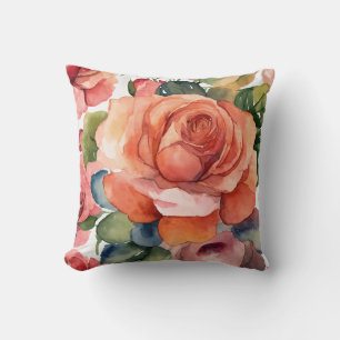 Elegant Watercolor Ro Illustration Kudde