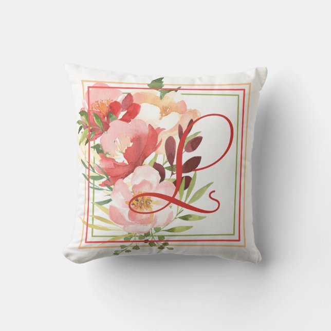 Elegant Watercolor Ro Monogram Kudde (Framsida)