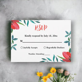 Elegant Watercolor Röd ros sommartid Blommigt Bröl OSA Kort