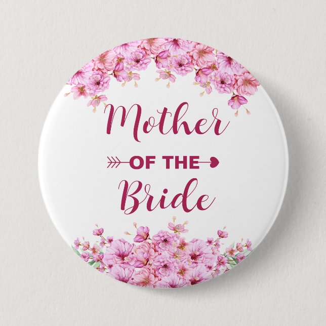 Elegant Watercolor Rosa Blommigt Budens mamma Knapp (Framsida)