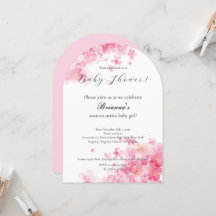 Elegant Watercolor Rosa Blommigt Girl Baby Shower