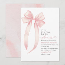 Elegant Watercolor Rosa Bow Girl Baby Shower