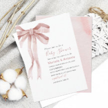 Elegant Watercolor Rosa Bow Girl Baby Shower
