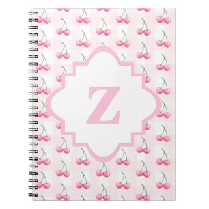 Elegant Watercolor Rosa Cherry Monogram Anteckningsbok