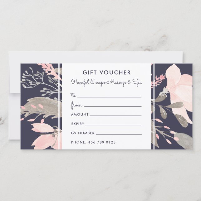 Elegant Watercolor  Rosa Gift Voucher (Framsida)
