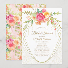 Elegant Watercolor Rosa Guld Blommigt Möhippa Inbjudningar