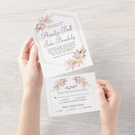 Elegant Watercolor Rosa Lilies Bröllop