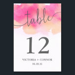 Elegant Watercolor Rosa Peach Bröllop Bordsnummer<br><div class="desc">Vibrant Dreams Bröllop Bordsnummer Card/Rosa och persikor</div>