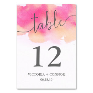Elegant Watercolor Rosa Peach Bröllop Bordsnummer