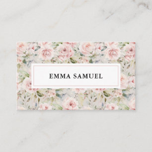 Elegant Watercolor Rosa Peonies Blommigt Visitkort