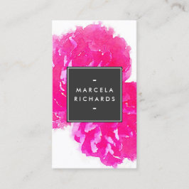 Elegant Watercolor Rosa Peonies II Visitkort
