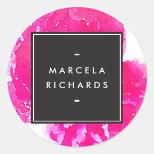 Elegant Watercolor Rosa Peonies Runt Klistermärke