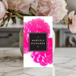 Elegant Watercolor Rosa Peonies Visitkort