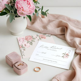 Elegant Watercolor Rosa Peony Blommigt Monogram OSA Kort
