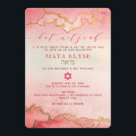 Elegant Watercolor Rosa Red Ombre Guld Bat mitzvah Inbjudningar<br><div class="desc">Fira dina döttrar Bat mitzvah med ett rött och rosa vattenfärgstema. Den här inbjudan har en blandad vattenfärgsbakgrund med guld.</div>