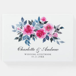 Elegant Watercolor Rosa ros Bröllop Gästböcker