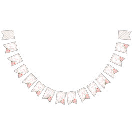 Elegant Watercolor Rosa ros Girl 1:a födelsedagen Vimplar