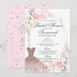 Elegant Watercolor Rosa ros Möhippa Inbjudningar