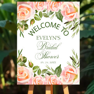 Elegant Watercolor Rosa ros Möhippa Sower Welcome Poster