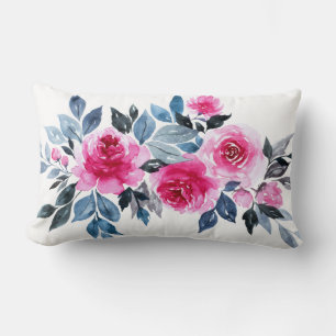 Elegant Watercolor Rosa ros Romantic Lumbarkudde