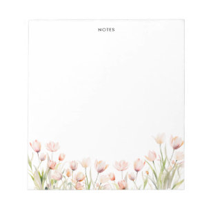 Elegant Watercolor Rosa Tulip Blooms Blommigt Anteckningsblock