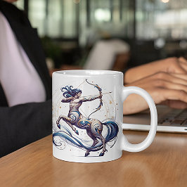 Elegant Watercolor Sagittarius Zodiac Anpassningsb Kaffemugg