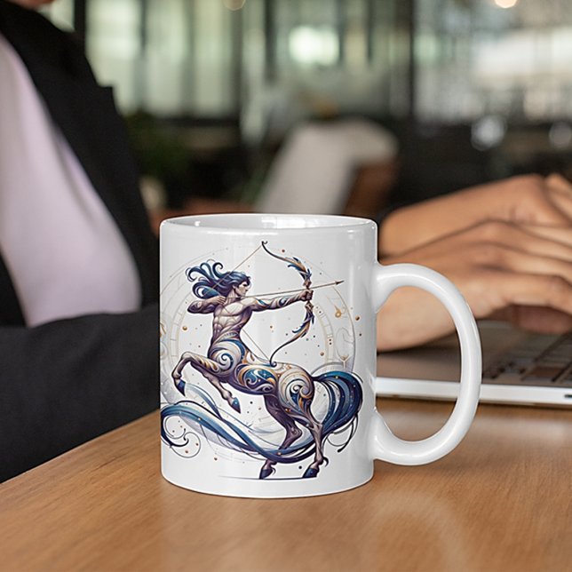 Elegant Watercolor Sagittarius Zodiac Anpassningsb Kaffemugg (Skapare uppladdad)