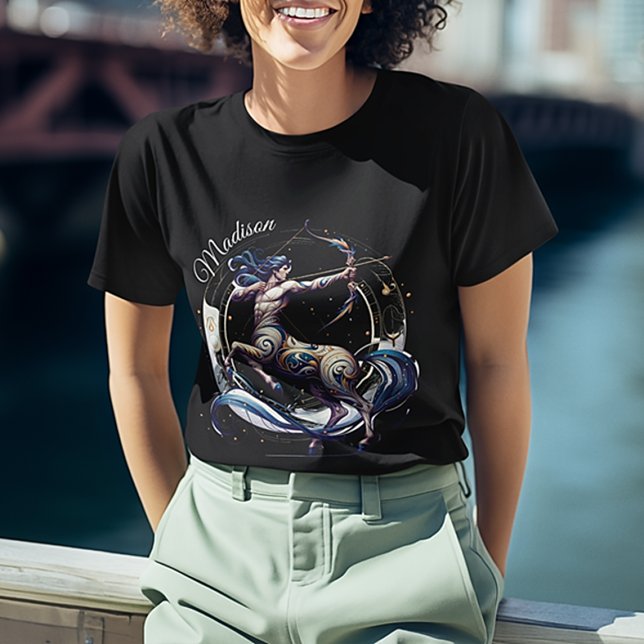 Elegant Watercolor Sagittarius Zodiac Anpassningsb T Shirt (Skapare uppladdad)