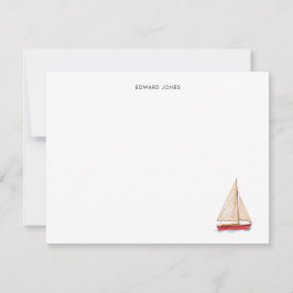 Elegant Watercolor Sailboat Yacht Tack Kort