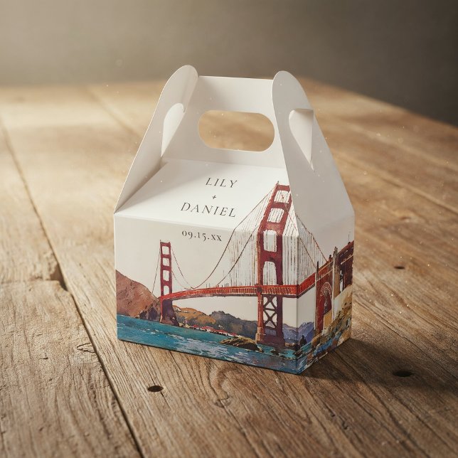Elegant Watercolor San Francisco Wedding Presentaskar (Elegant Watercolor San Francisco Wedding Favor Boxes)
