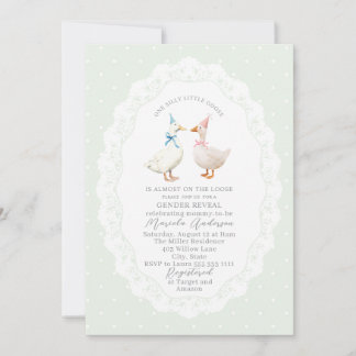 Elegant Watercolor Silly Goose gender reveal Baby  Inbjudningar