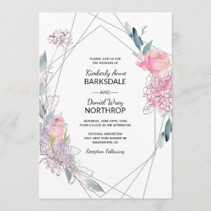 Elegant Watercolor Sketch Geometric Bröllop Inbjudningar
