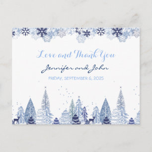 Elegant Watercolor Snöflingor Winter Wedding Vykort