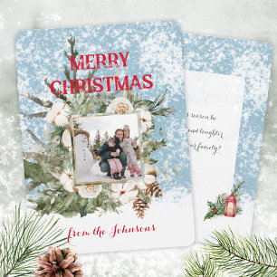 Elegant Watercolor Snowy Photo jul Julkort