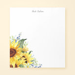 Elegant Watercolor Solblommor Personlig Anteckningsblock<br><div class="desc">Den här vackra solrossymbolen har hand-målade vattenfärgade solblommor och vilda anteckningsblock i gulten. Ändra enkelt teckensnittet stil och färg så att det anpassas efter dig.</div>