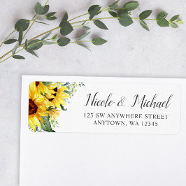 Elegant Watercolor Solblommor Returadress Returadress Etikett