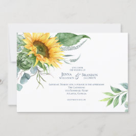 Elegant Watercolor Solros Bröllop Inbjudningar